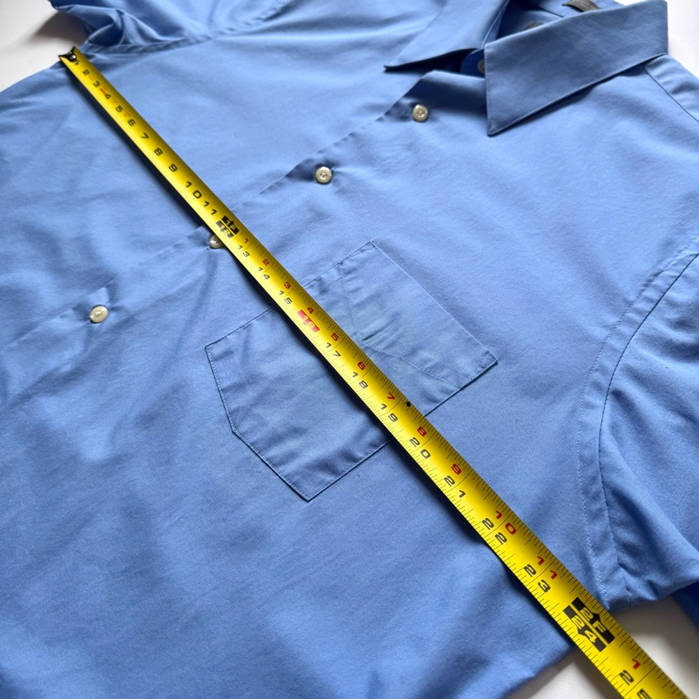 Arrow Wrinkle Free Half Sleeve Blue Men's Shirt Size 16-16 1/2 Large - Picture 7 of 11